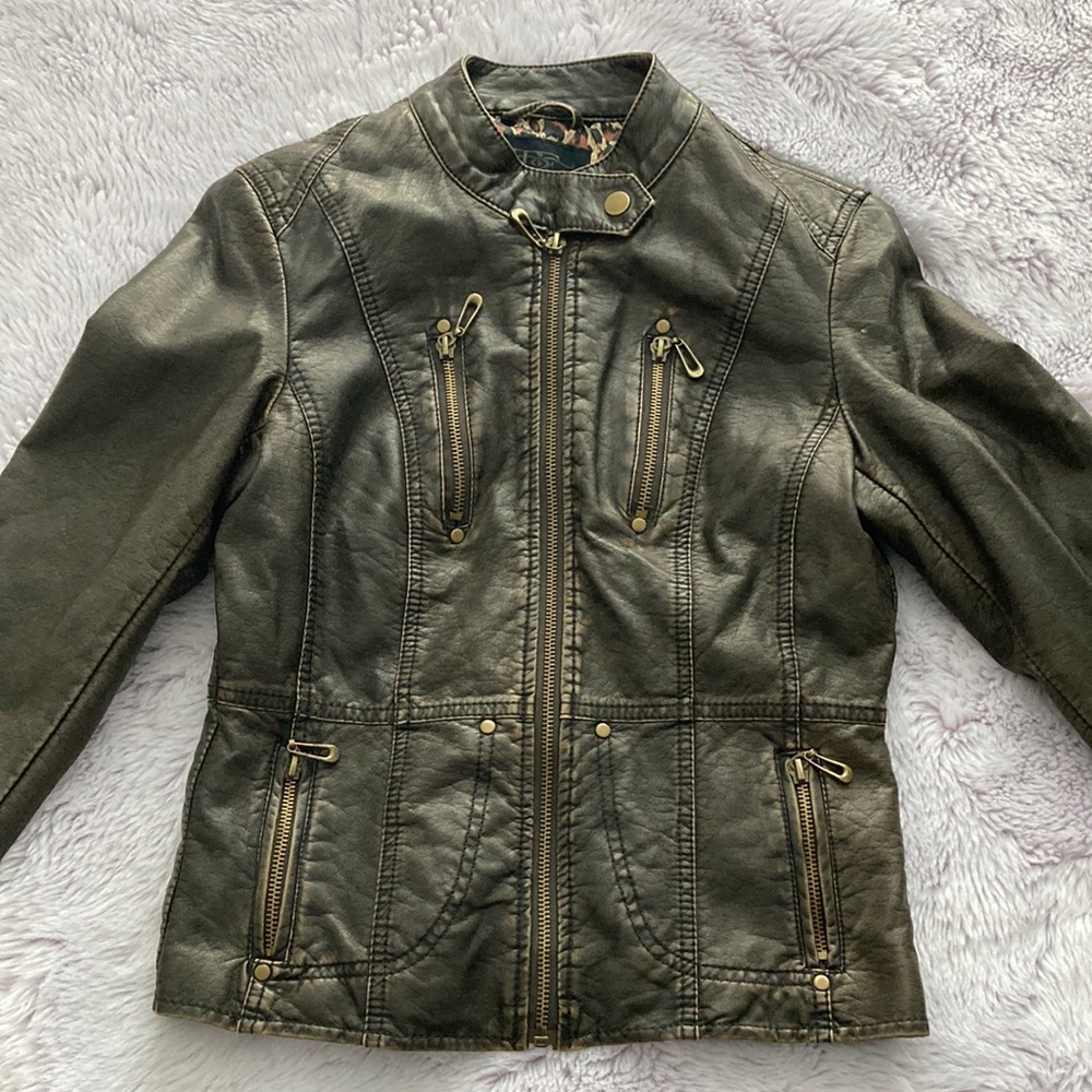 Vegan copper faux leather jacket